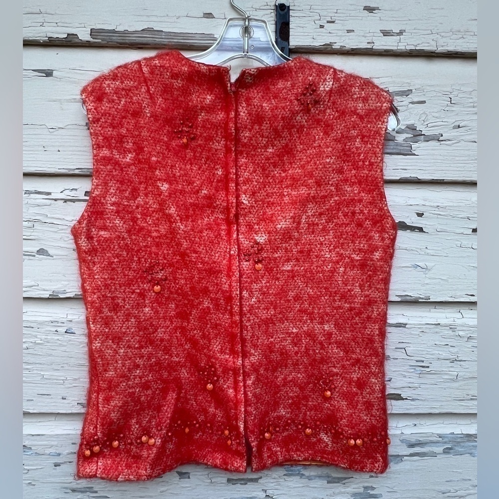 Vintage 60s Lee Richard Fashions Mohair Beaded Sweater Vest Blouse Top 14 - Picture 4 of 7